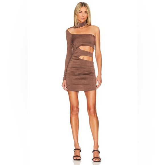 Superdown Minka Cut Out Mini Dress Brown Size Medium - Picture 1 of 4